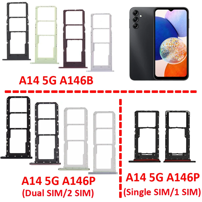 

Phone Sim Card Tray For Samsung Galaxy A14 5G A146B A146P A146U New SIM Chip Micro SD Slot Pocket Adapter Holder For A14 5G A146