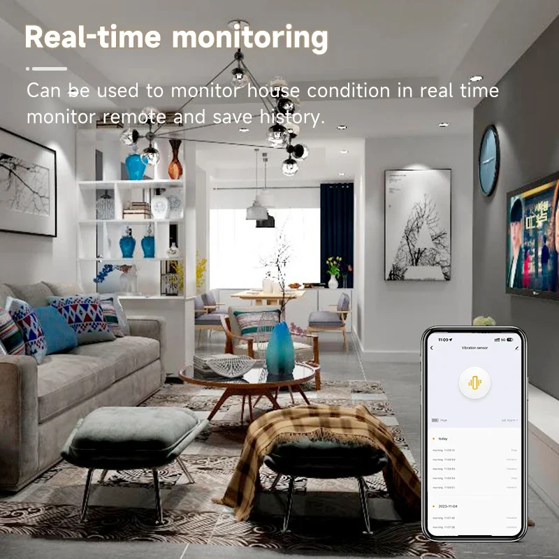 Wifi/Zigbee Slimme Vibratiesensor Detectie Tuya Smart Life App Melding Real-Time Motion Shock Alarm Geschiedenis Record