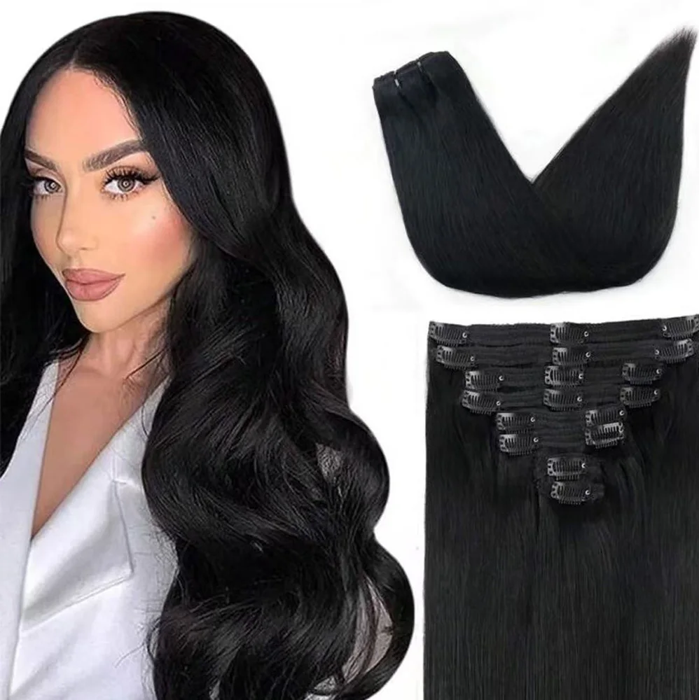 Clip in Hair Extensions Real Human Hair 8Pcs Remy Human Hair Clip in Extensions for Women Invisible Straight Seamless Clip ins