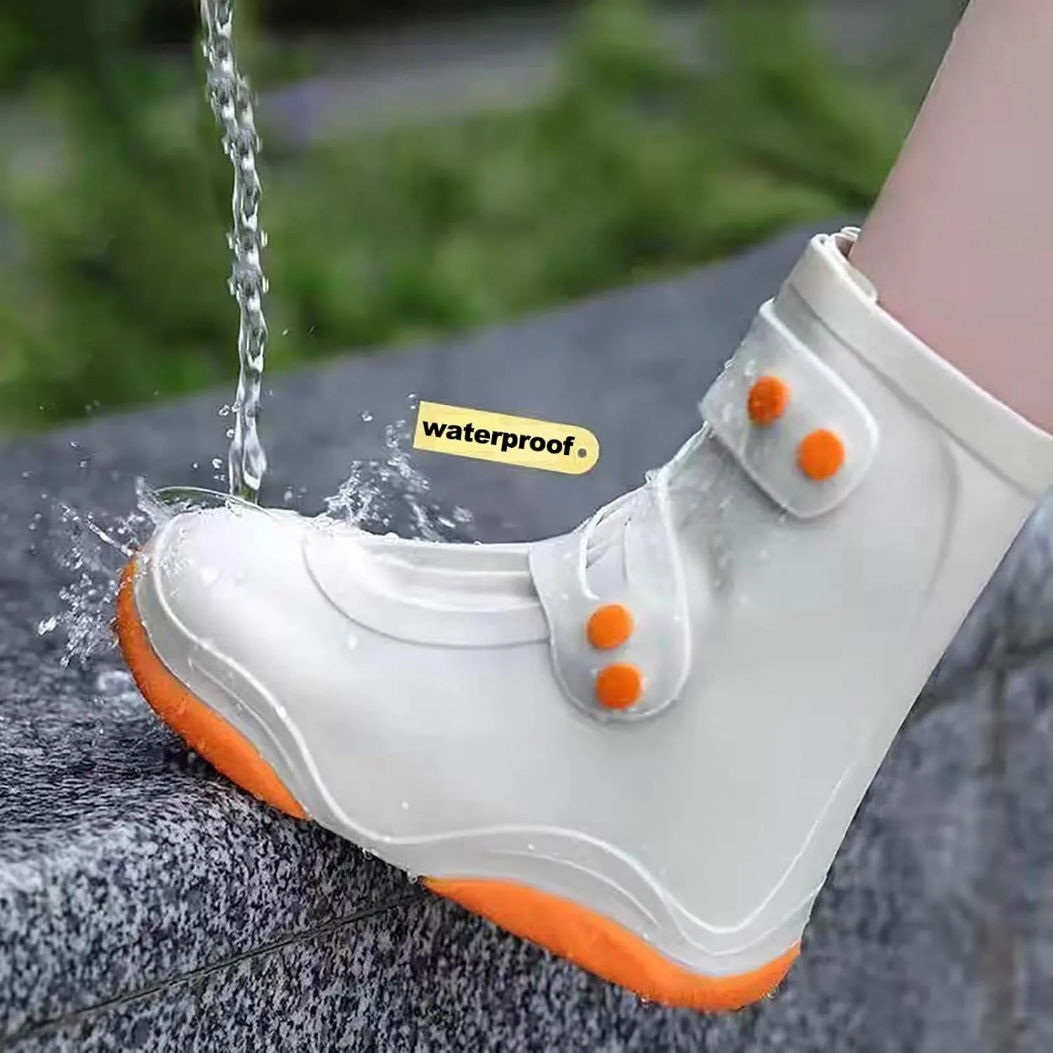 Women Waterproof Shoe Cover Rainy Reusable Silicone Galoshes Overshoes Outdoor Cycling Camping Fishing Non-Slip Shoes Boots