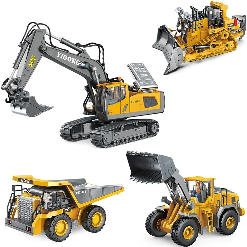 Cross Border Remote-controlled Excavator Alloy Remote-controlled Truck Dump Truck Toy Car Children's Playground Bulldozer