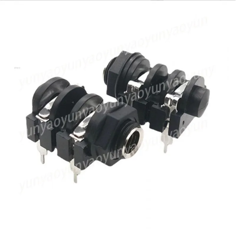 10PCS 4Pin 6.35mm Microphone Female Stereo Audio Socket Jack Connector 6.35mm Direct Plug Mono Female Socket