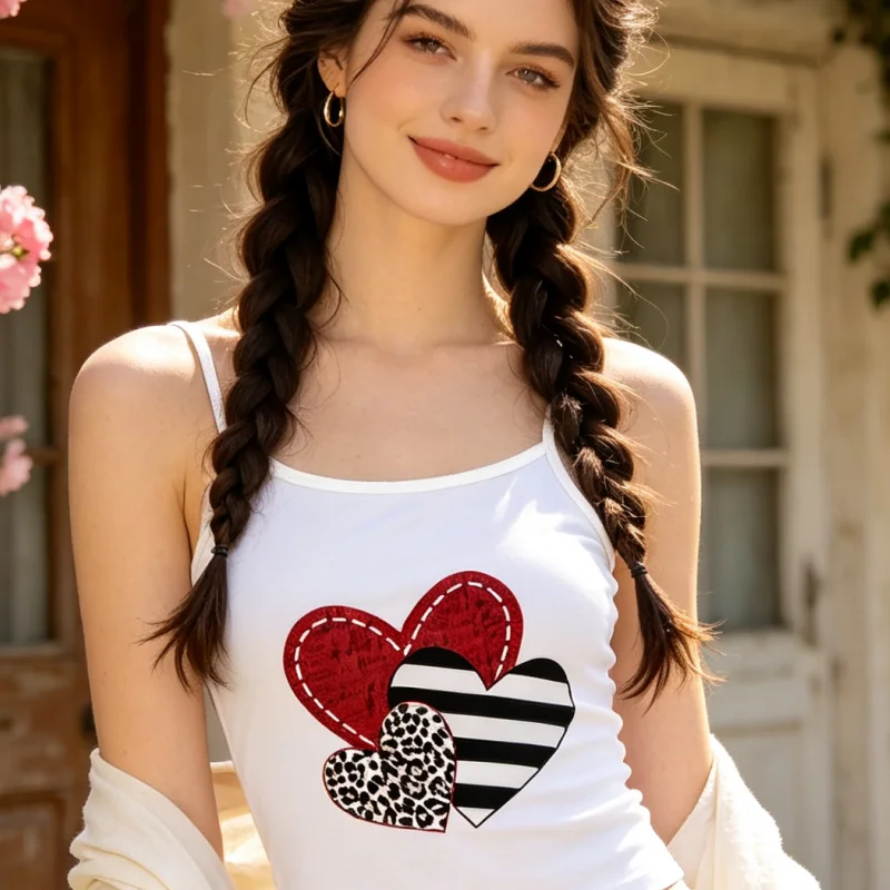 Y2k Style Sexy Women Camis Summer New Fashion Harajuku Gothic Cute Girls 2026 Crop Tops Casual Printed Graphics Love Sling Strap