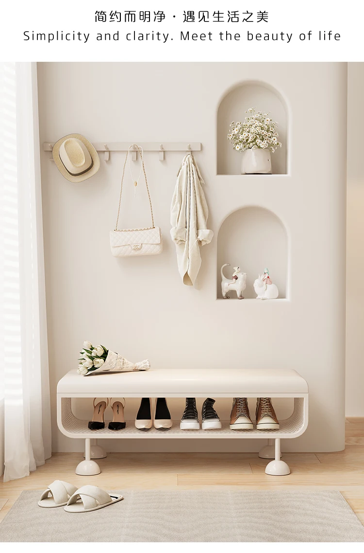 Iron Entryway Shoe Bench with Storage Sturdy Shoe Rack Convertible Seat Shoe Organizer Creative Large Capacity Boot Shelf