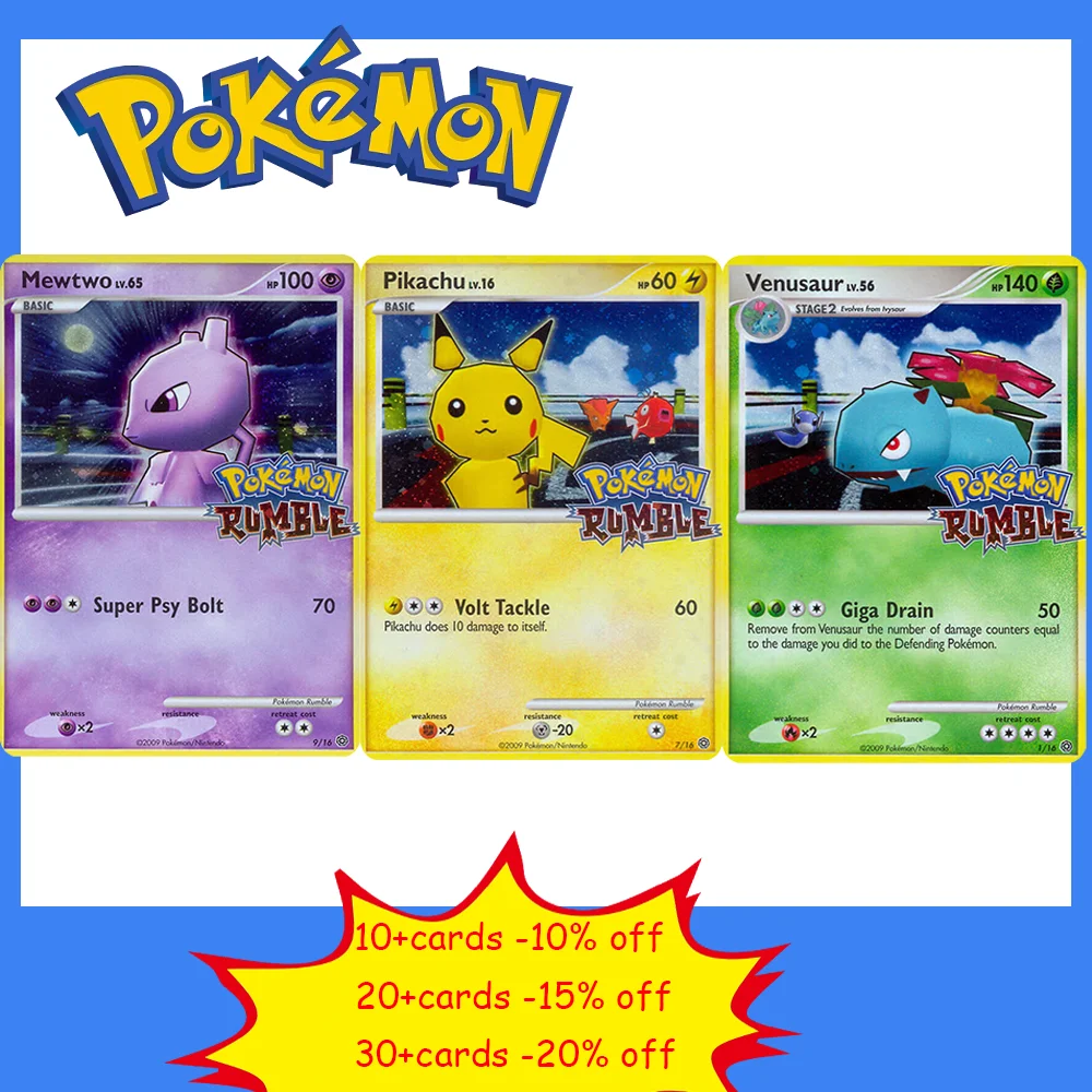 Cartas Pokémon Dragão do Céu Estrelado (DR) Charizard 100 Rumble (RM) Pikachu Mewtwo Venusaur Foil PTCG Coleção de Cartas de Jogo Proxy