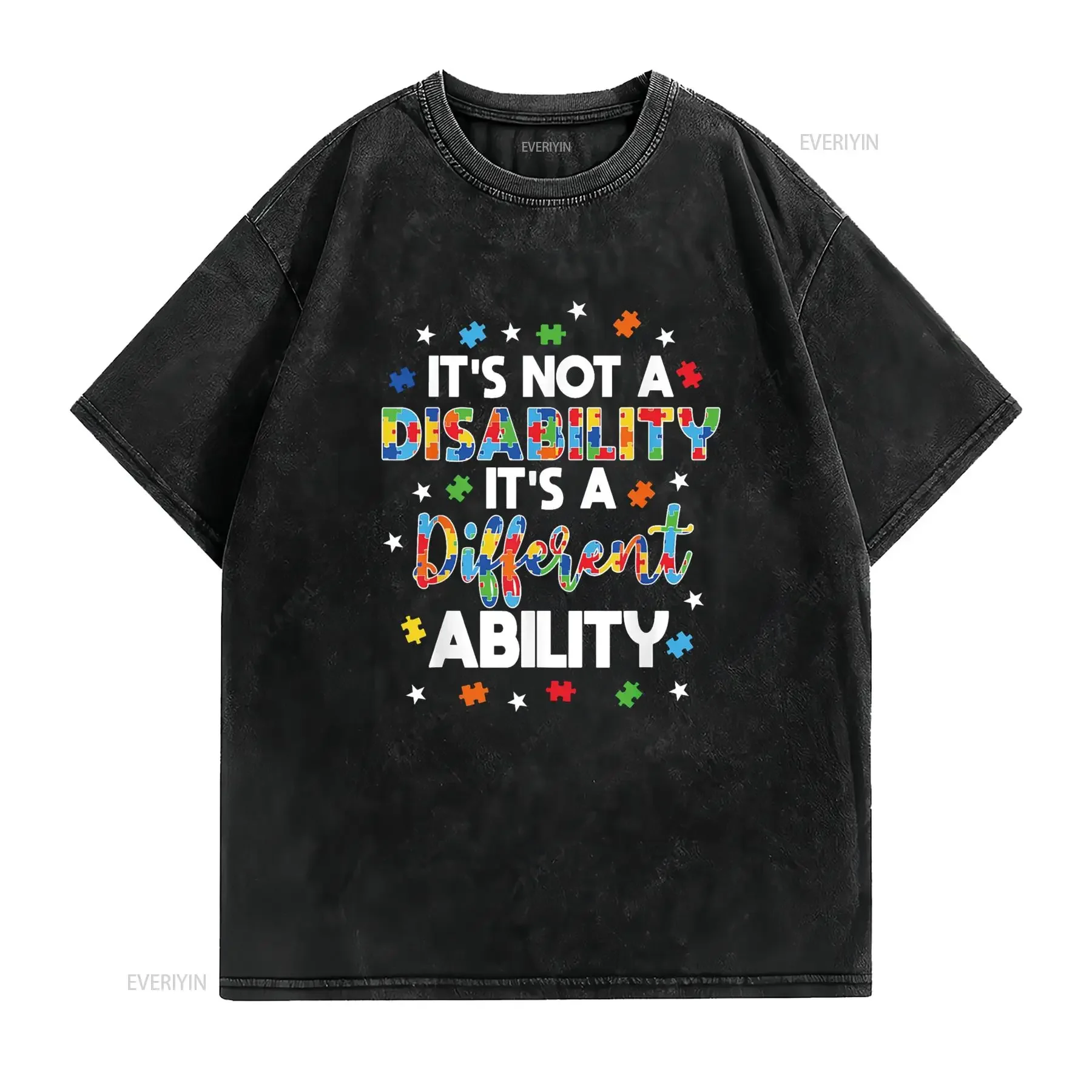 It s Not A Disability Different Ability Autism T Shirt vintage Washed Slightly Casual fashion homme Soft Stretched streetwear