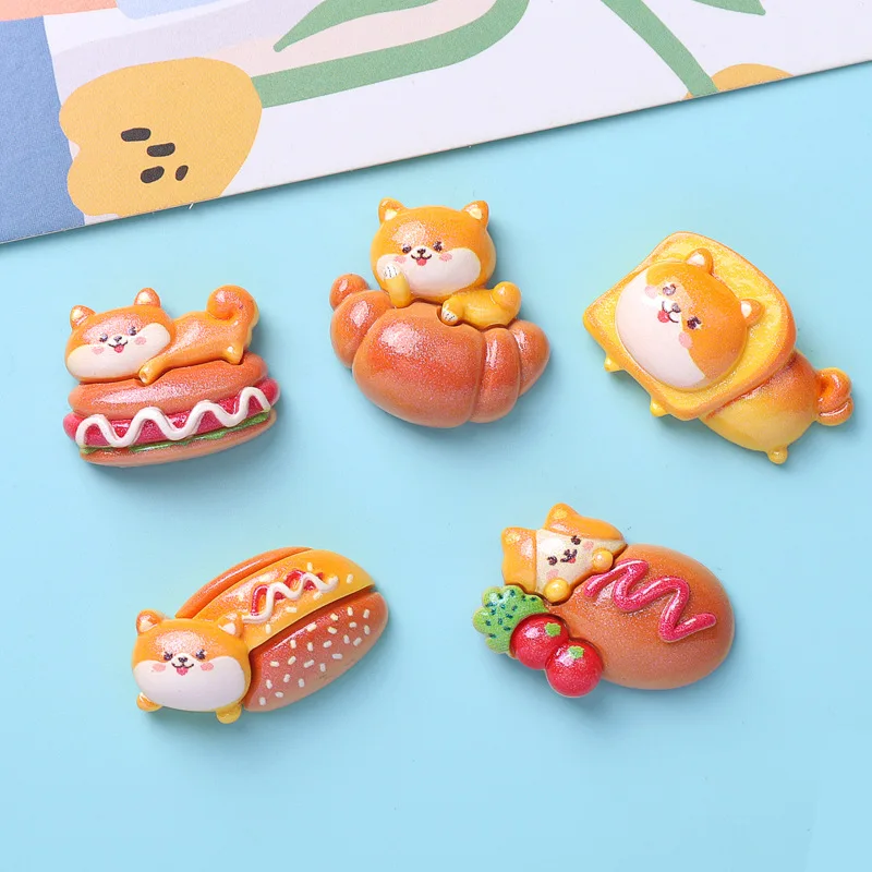 

100pcs Kawaii Simulated Dog Bread Flatback DIY Accessories for Keychain Jewelry Dollhouse Kitchen Decor Miniature Craft