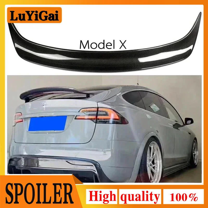 

Model X Carbon Fiber Gloss Black Rear Wing Lip Spoiler for Tesla Model X 2016 2017 2018 2019