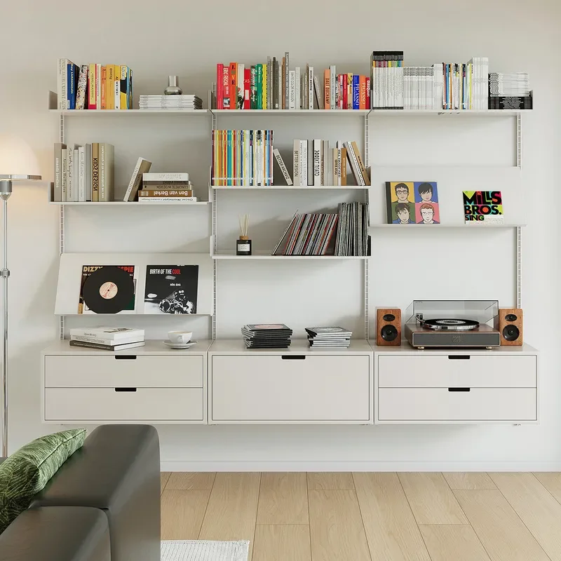 Small Apartment Bedroom Desk Storage Cabinet Integrated Creative Wall Mounted Adjustable Metal Rack Living Room Display Shelf