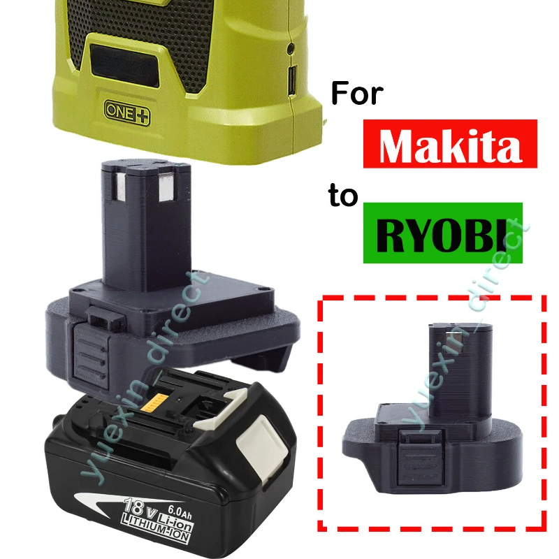 Adaptador para batería de iones de litio Makita de 18V, convertidor a Ryobi ONE + 18V, herramientas eléctricas portátiles inalámbricas, conector