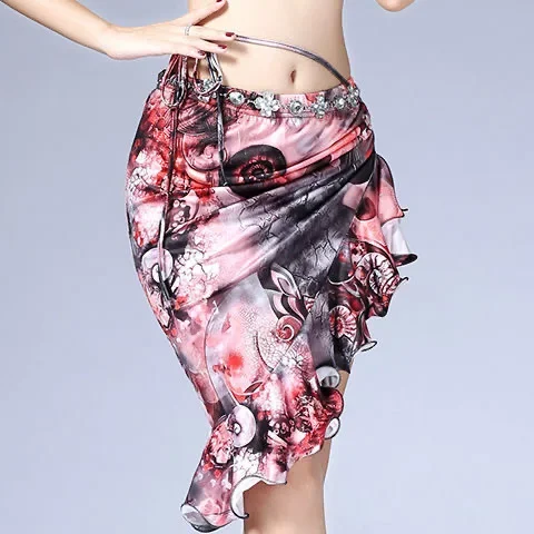 Belly Dance Skirt New Practice Costume Dancewear Belly Dance Practice Costume Belly Dance Clothing Anti-Exposure Print Skirt