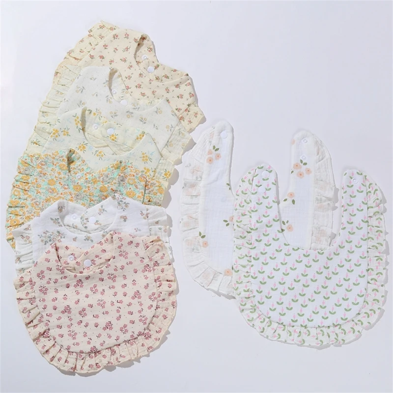 Baby Bibs Burp Cloths Lace Bibs Soft Cotton Adjustable Bib Korean Style Newborn Feeding Bibs Infants Rainbow Saliva Towel