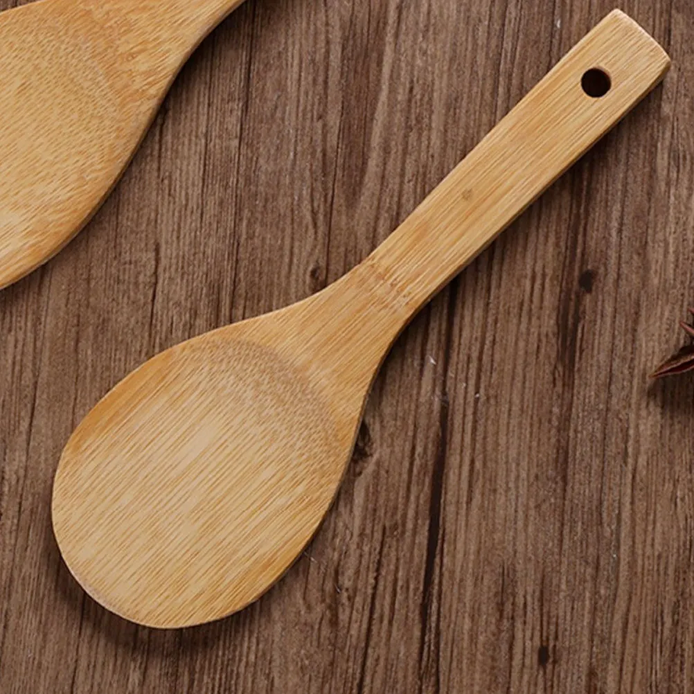2 Pcs Bamboo Rice Paddle Scooper Kitchen Spoon Compact Spoons Nonstick Household Spatula Convenient Home