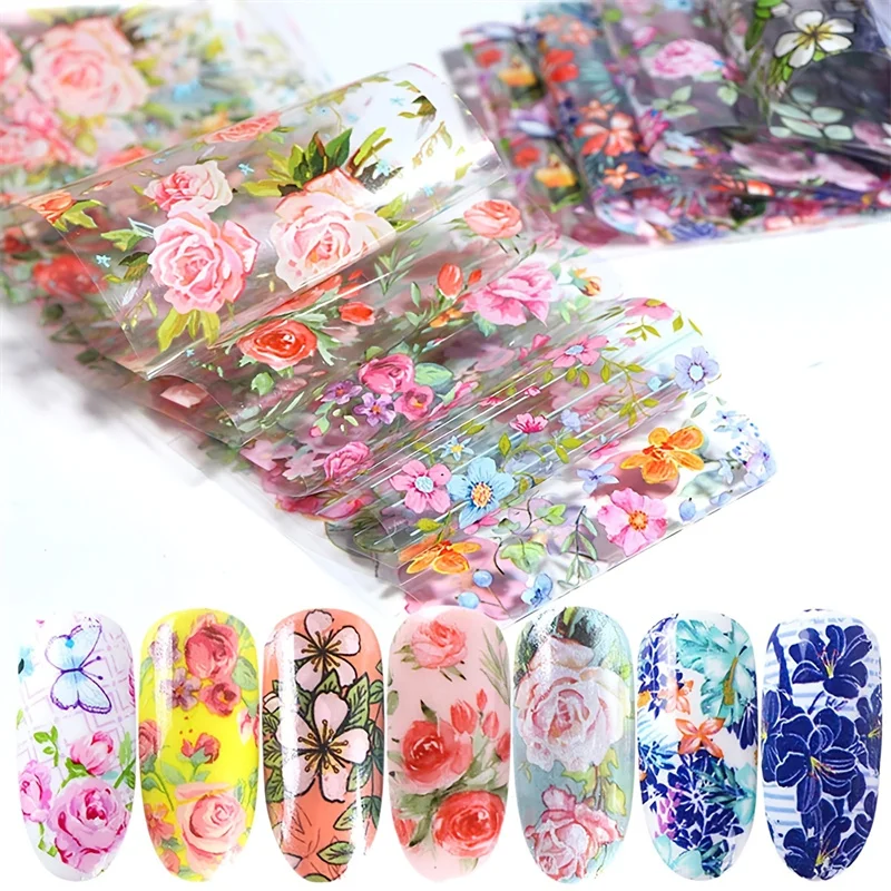 Rose Flower Sticker  Nail Foil Nail Art Transfer Decals Slider Nail Water Decal Design Accessories Manicures Decorations