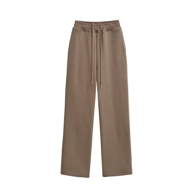 Casual Einfarbig Lose Sport Hosen Frauen Mode Elastische Taille Lange Hosen Tasche Streetwear Multi Farbe