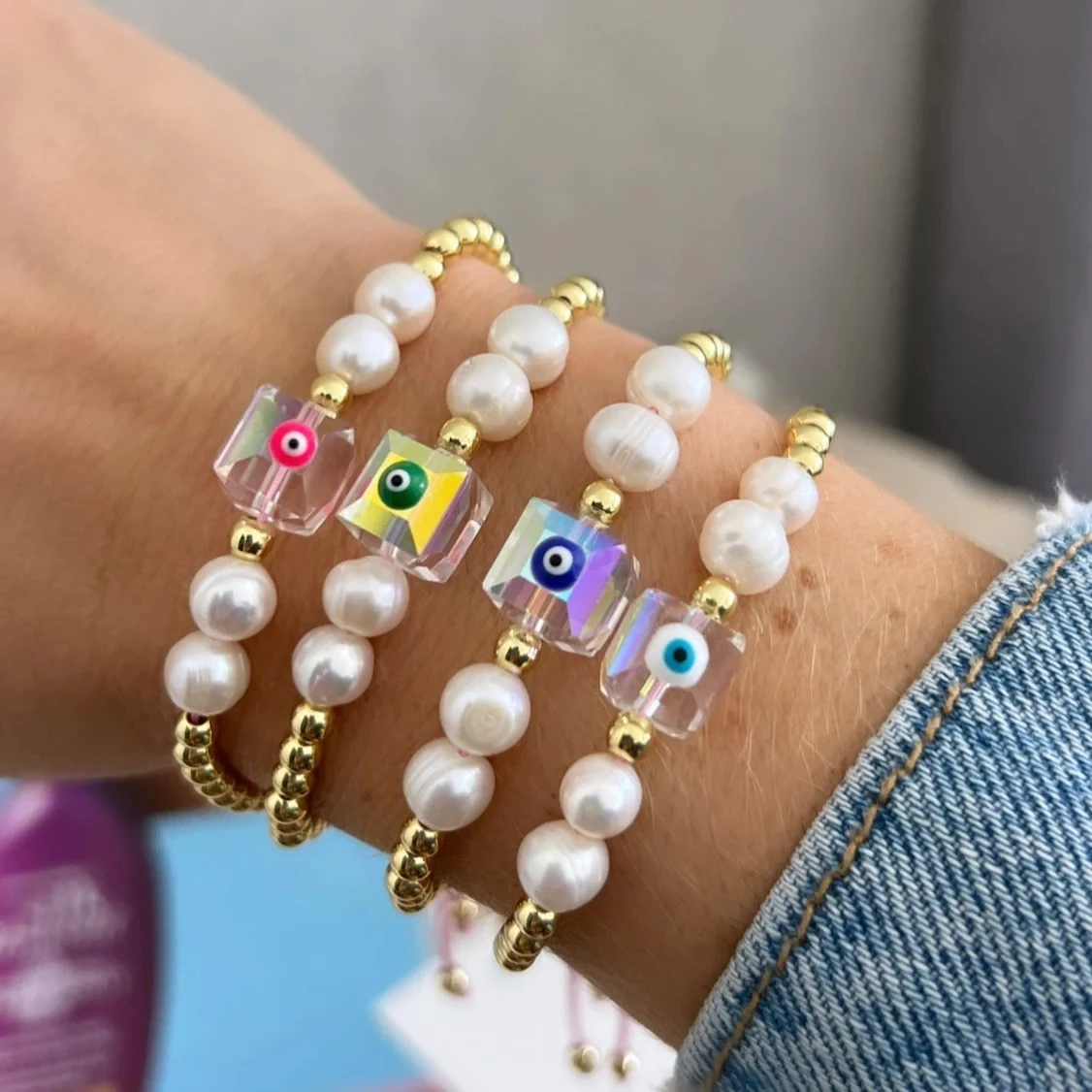 

KKBEAD Evil Eye Bracelet for Women Gift Jewellery Natural Freshwater Pearl Pulseras Luxury Designer Jewelry