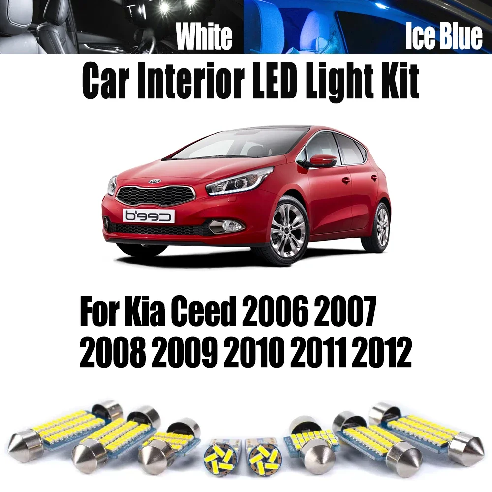

11 шт. автомобильный светодиодный внутренний светильник для чтения номерного знака, комплект Canbus для Kia Ceed 2006-2009 2010 2011 2012, аксессуары для купольной лампы с картой