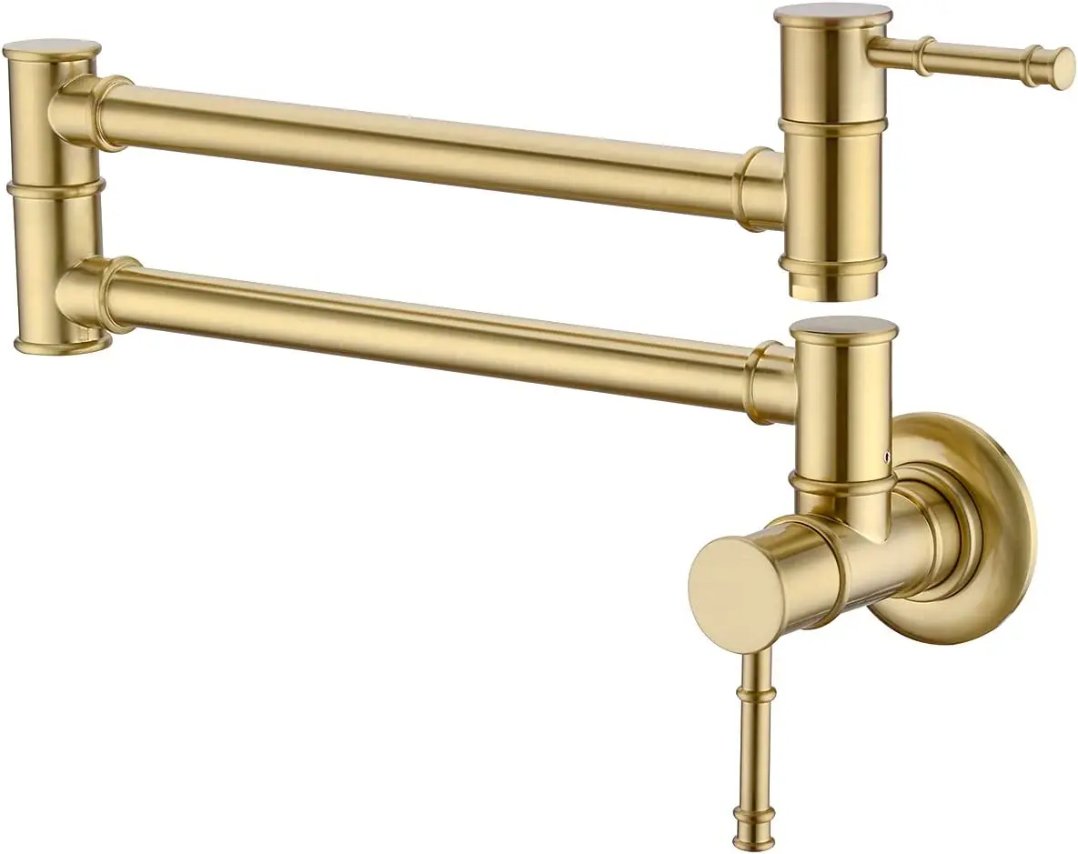 Brushed Gold Folding Kitchen Faucet Double Joint Pot Filler Faucet Brass