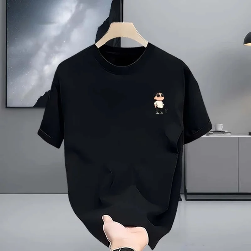 هونج كونج أزياء العلامة التجارية شخصية فضفاضة الرجال والنساء الياقة المستديرة القطن الخالص قصيرة الأكمام الاتجاه الرجعية الملابس المطبوعة #3