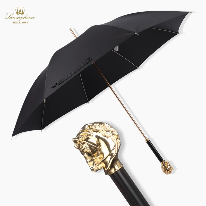 Horse Head Knight Umbrella Blackwood Long Handle