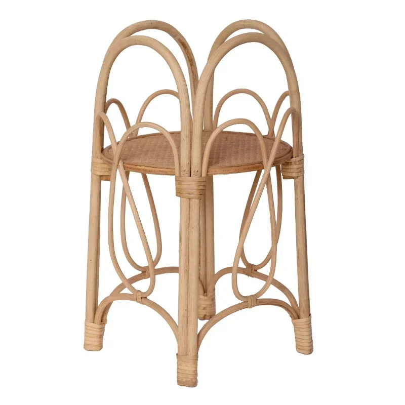 Natural Rattan Woven Flower Stand Homestay Shelf Decoration Nordic Landing Pots for Plants Multi-layer Rack for Plants