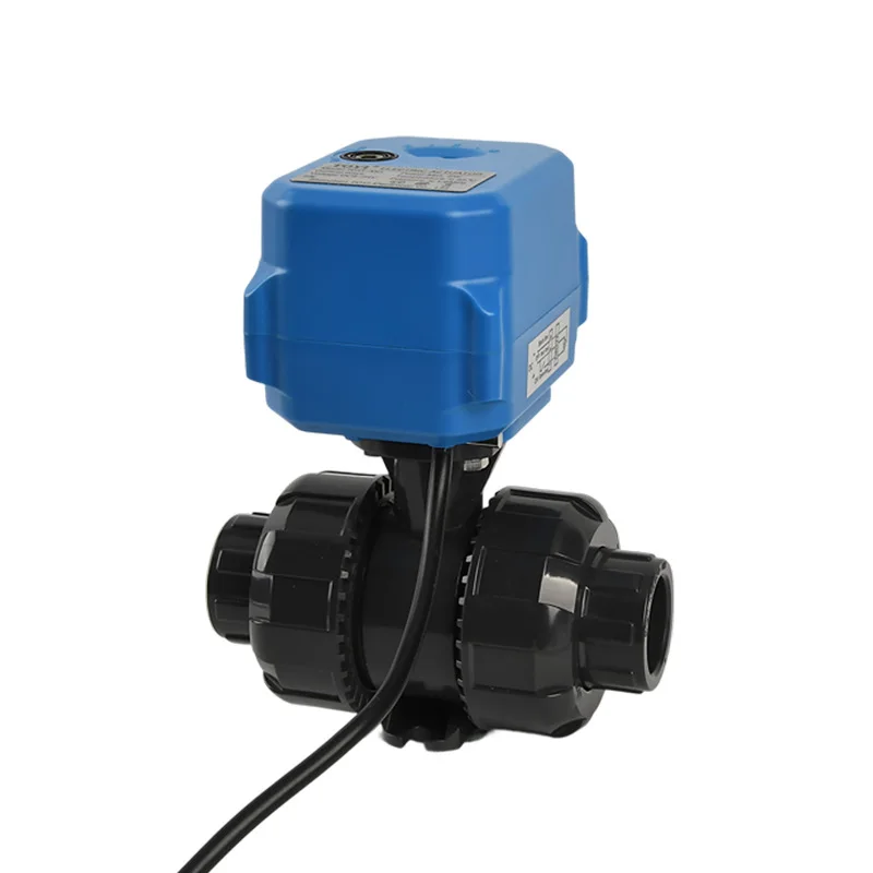 Miniature electric PVC ball valve 10Nm AC220V power-off reset with feedback