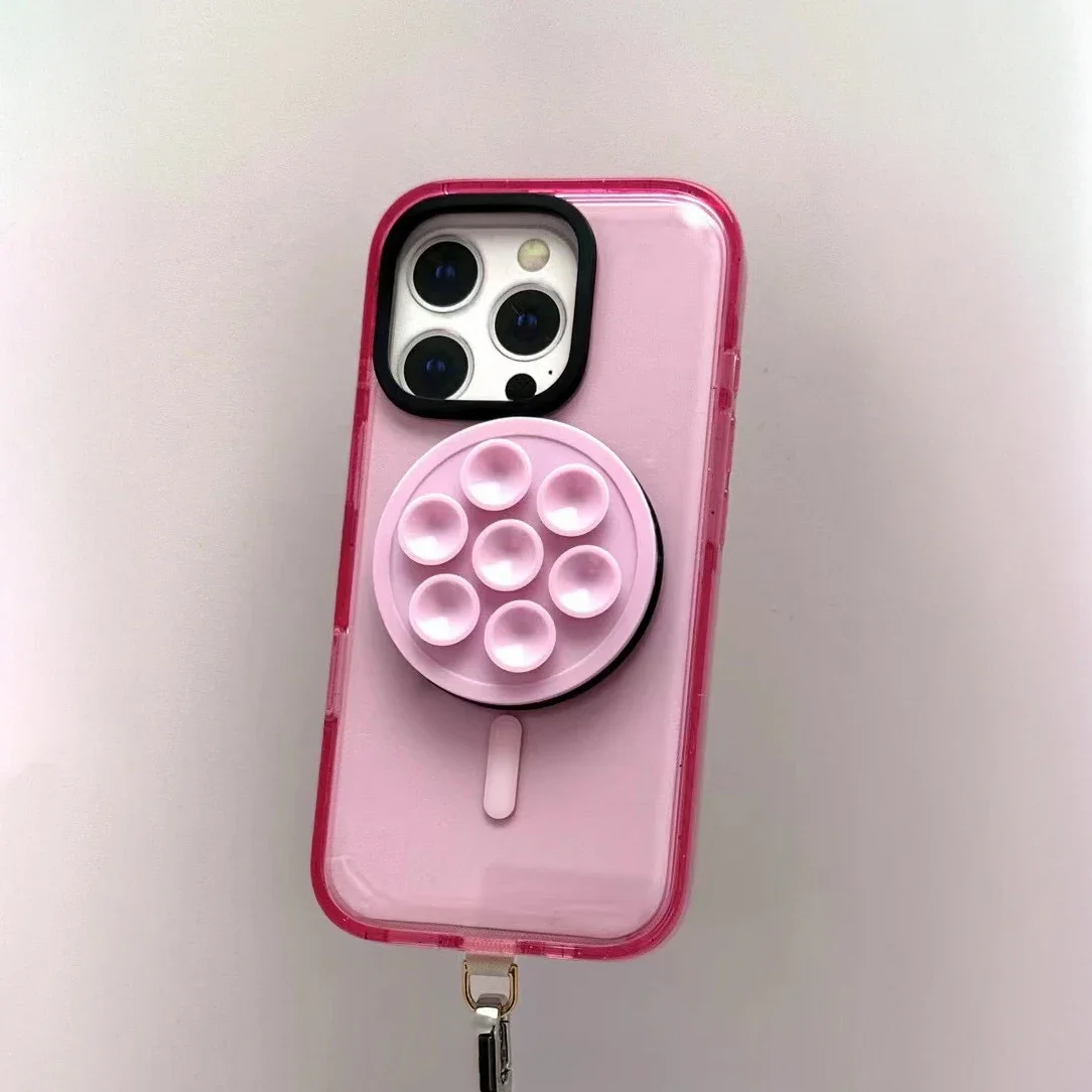 

Creative Pink Flower Sucker Phone Holder Magnetic Folding Phone Stand for IPhone Holder Mount Support for Samsung Galaxy