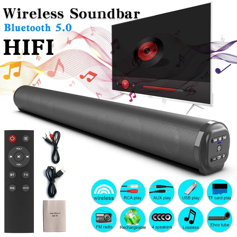 

TV Sound Bar Home Theater Bluetooth With Remote Control Bass Soundbar TF FM USB Subwoofer For Computer Phone Computer Speaker