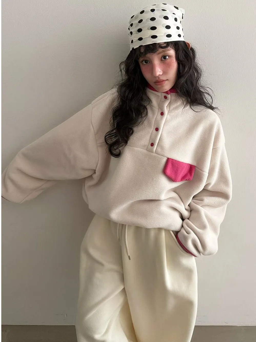 Laid-ba Sle Oversized f High Ne Sweatshirt Damen Faionable Loose Korean Version Cute Anti-Aging Top Trendy