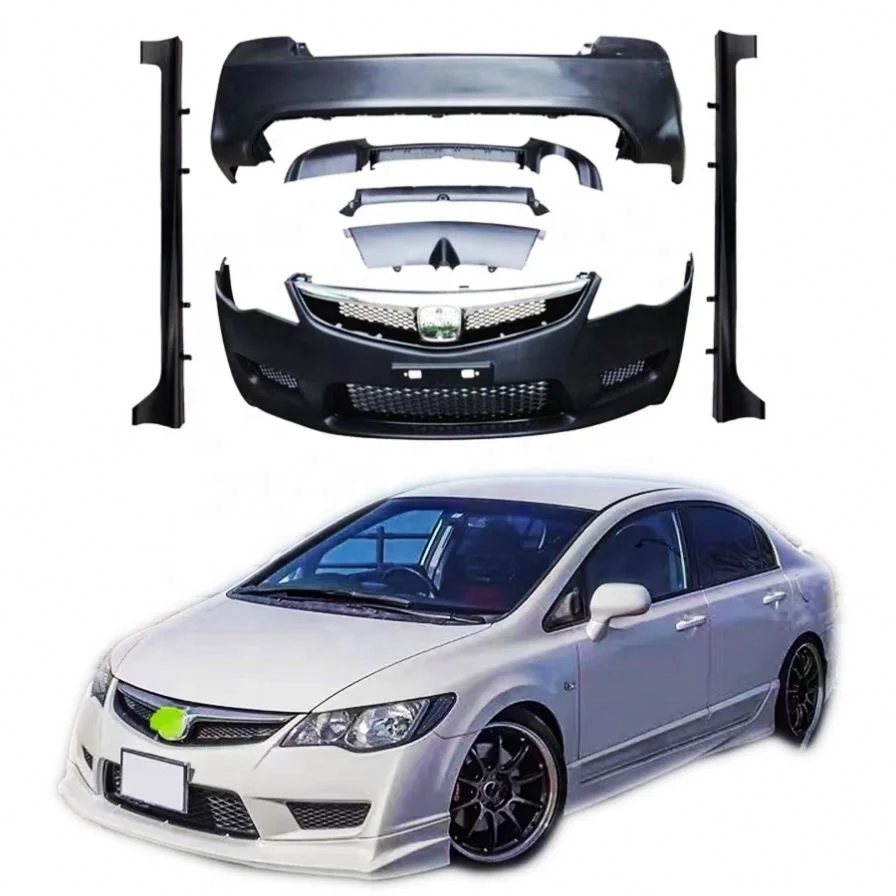 Car Bumper For 2006-2012 Honda Civic Upgrade FD2 Car Front Bumper Rear Bumper Side Skirts For 2006 CIVIC FD2009 Car Body Kit PP