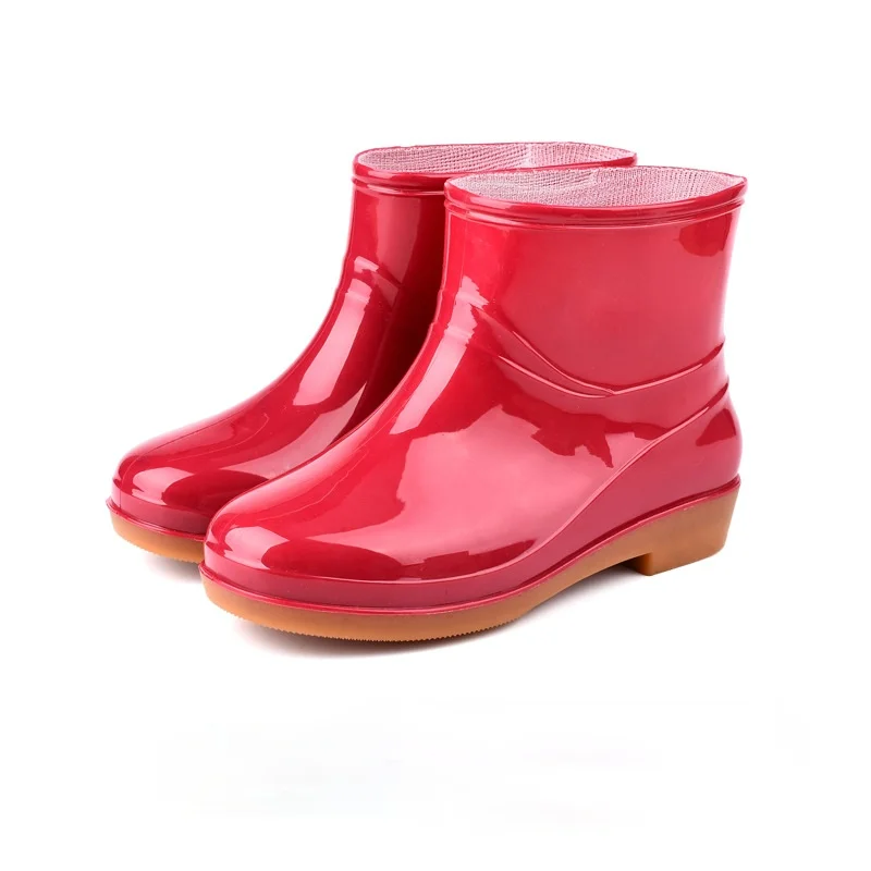 Short Rain Boots Women Round Toe Non-slip Rain Shoes Rubber Boots Garden Galoshes Slip-on Soft Bottom Rainboots Dropshipping