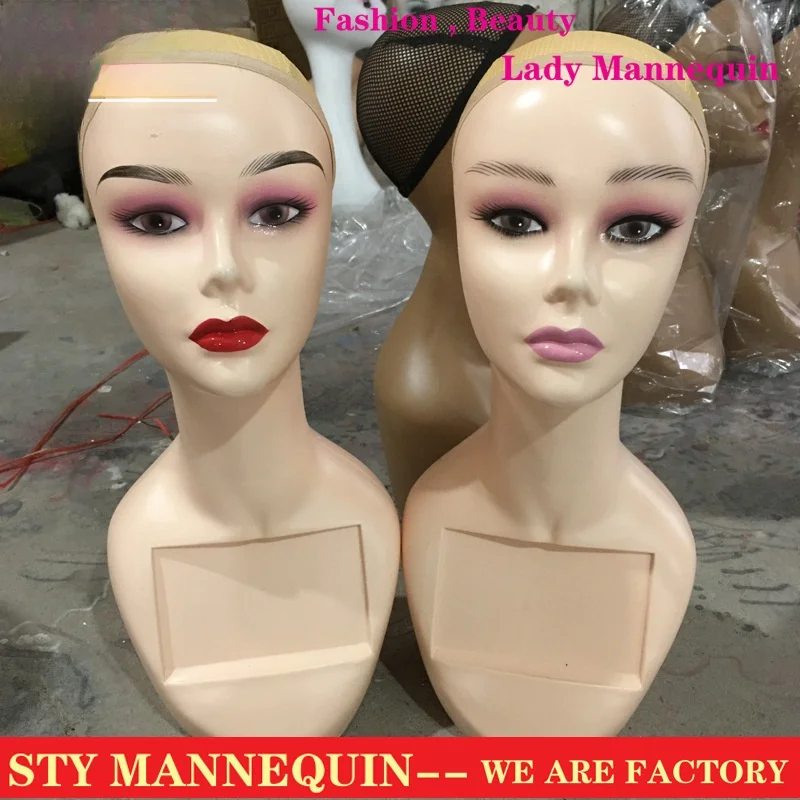 Weibliches haarloses Kopfmodell mit Box, Kunsthaarmodell, Kopfhut, Display-Requisitenständer für Erwachsenenmodelle, PP-Material, Ebay Amazon Wish