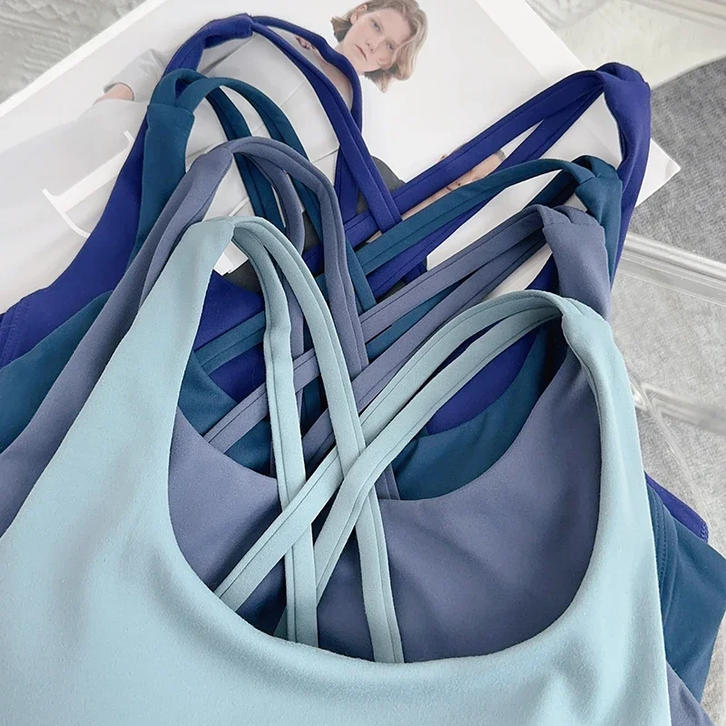Fashion Sexy Cross Back Women Yoga Sport Bra Naked Feeling Breathable Quick-Drying Yoga Fitness Running Exercise Vest🎽🧘🏻