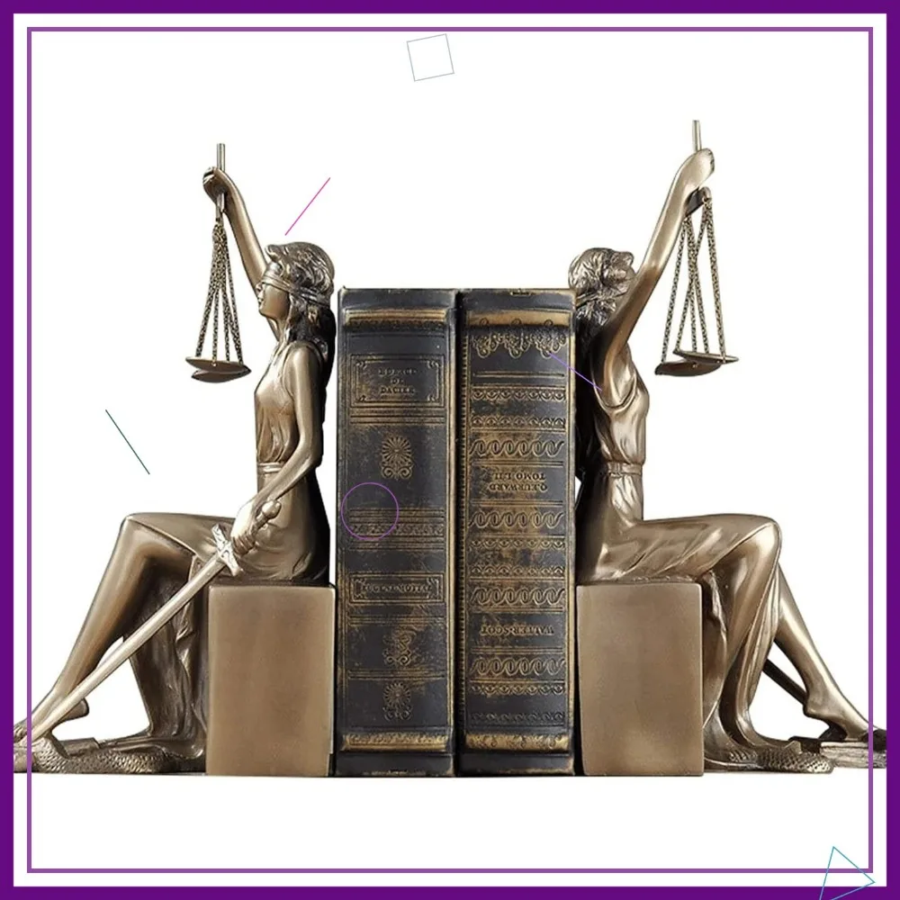 

Lady Justice Statue Bookends, 10x5x4 inch, Decorative for Home Office, Lawyer Gift