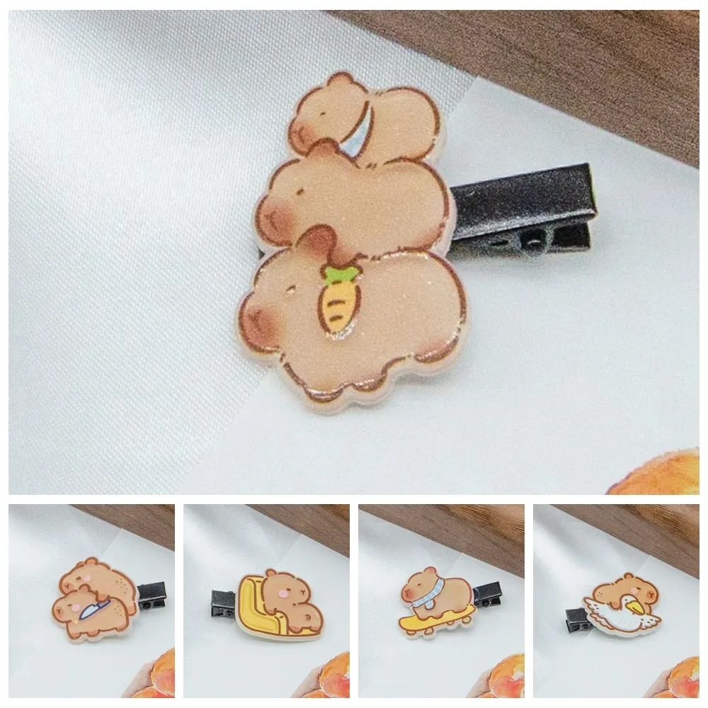 Hair Accessories Acrylic Capybara Hairpin Cute Waterproof Cartoon Duckbill Clip Light Sweet Animal Barrettes Daily