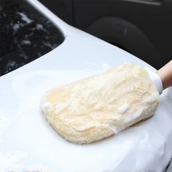 1/2Pcs Microfiber Car Wash Gloves Soft Thickened Wool Plush Car Cleaning Mitt Double-faced Glove Car Detailing Cleaning Tools