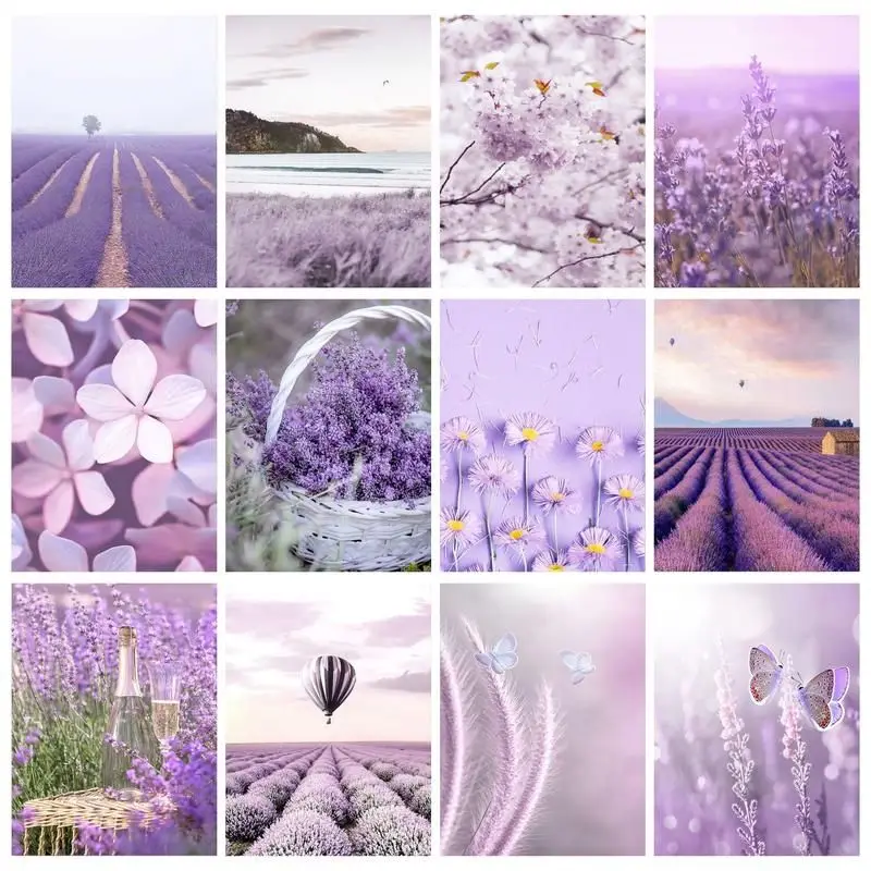 

GATYZTORY Paint By Number Purple Landscape Lavender Drawing On Canvas HandPainted DIY Pictures By Number Kits Home Decor