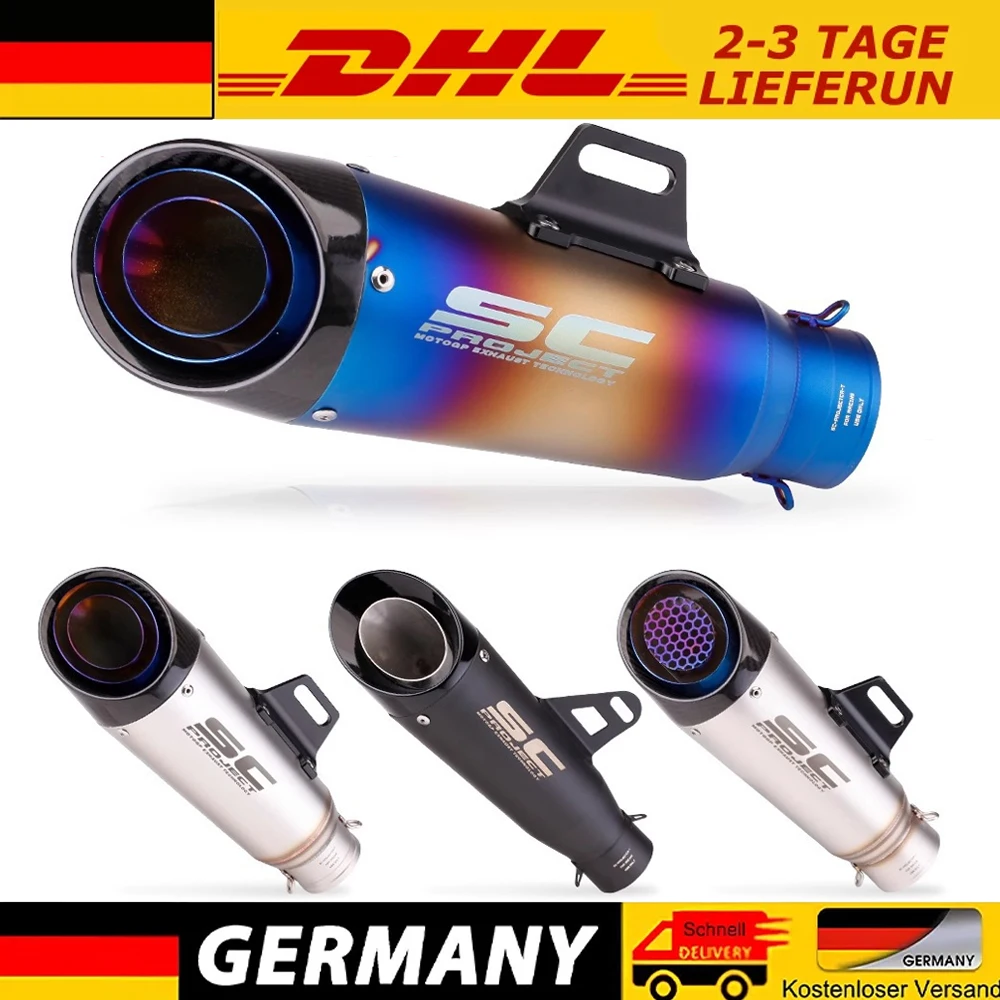 51MM Universal Motorrad-Auspuffprojekt mit DB-Killer, Schwarz Carbonfaser-Optik, Doppel-/Dreifachschicht-Motorrad-Auspuffrohr