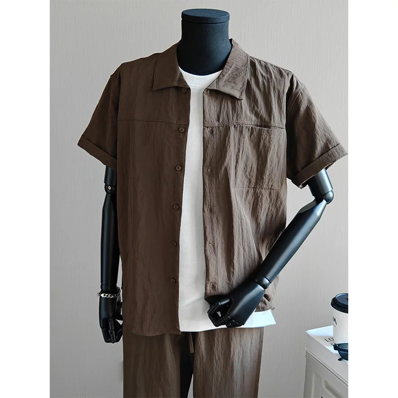 Men's Fashion Casual Short-Sleeved Shirt  Trousers Set High-Quality summer New Two-Piece Outfit for Comfortable Wear