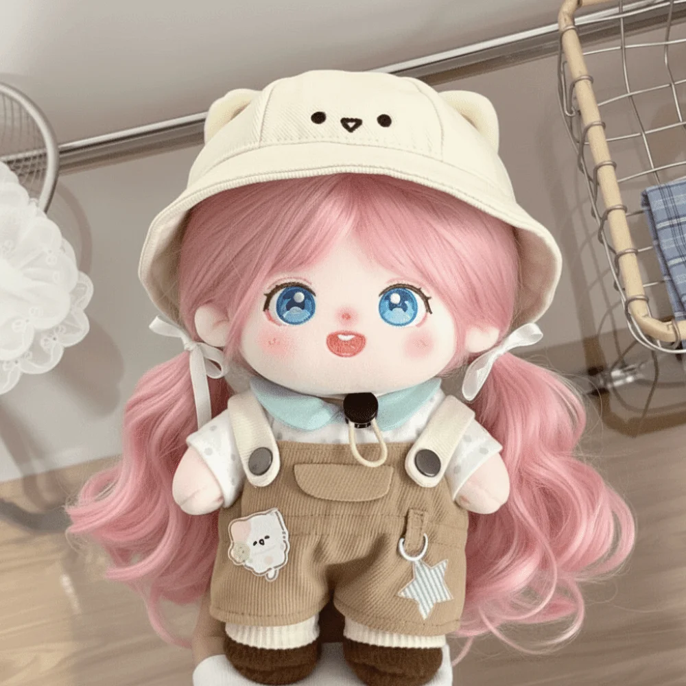 

1 set Cross-Dressing Cartoon Overalls 20cm Cotton Clothes Outfit Bear Hat Cotton 's Clothes Mini Cat Clothes Accessories