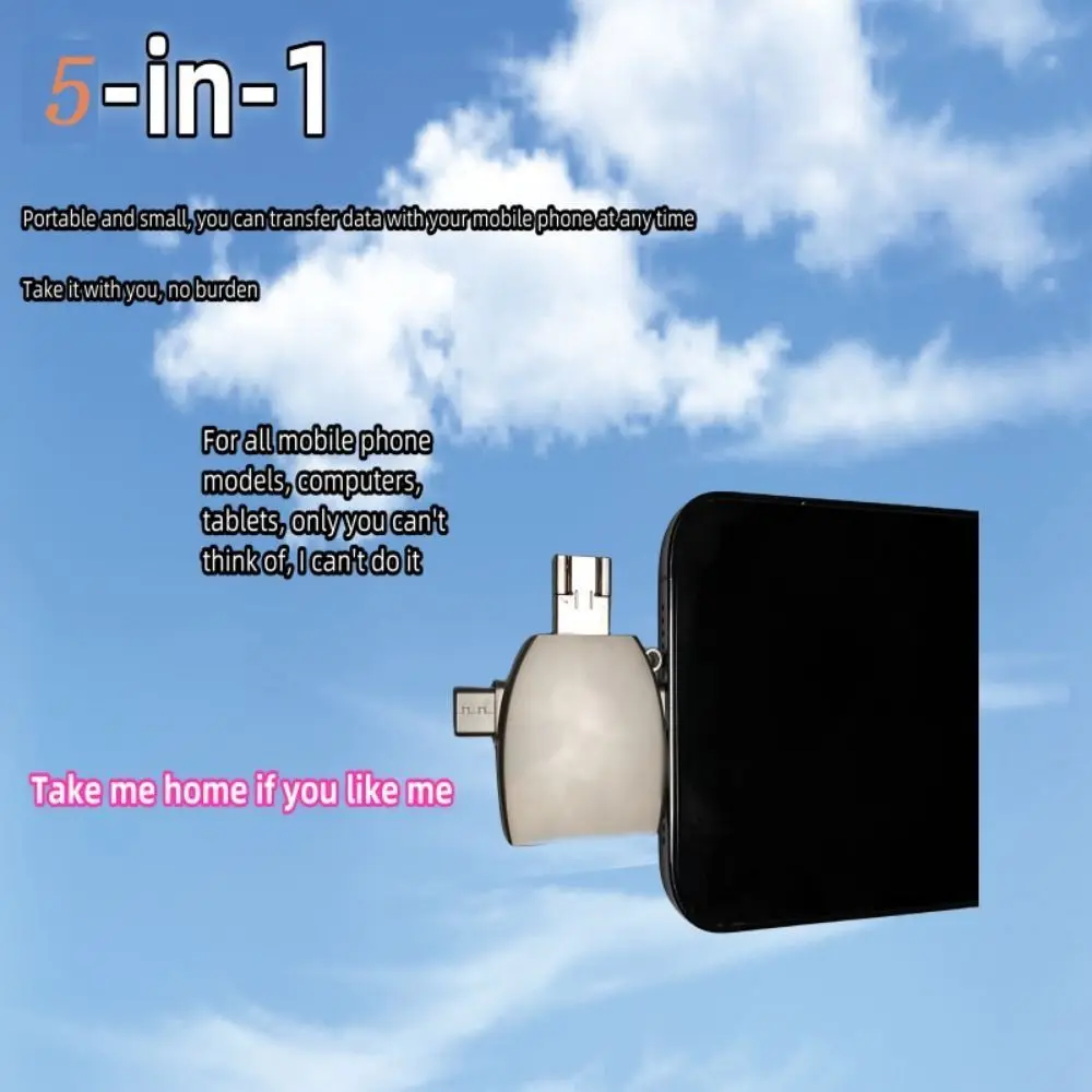 USB Multi-Function 5 in 1 Card Reader IOS Type C 5 in 1 OTG Converter Portable Compact 5 in 1 Otg Adapter image 3