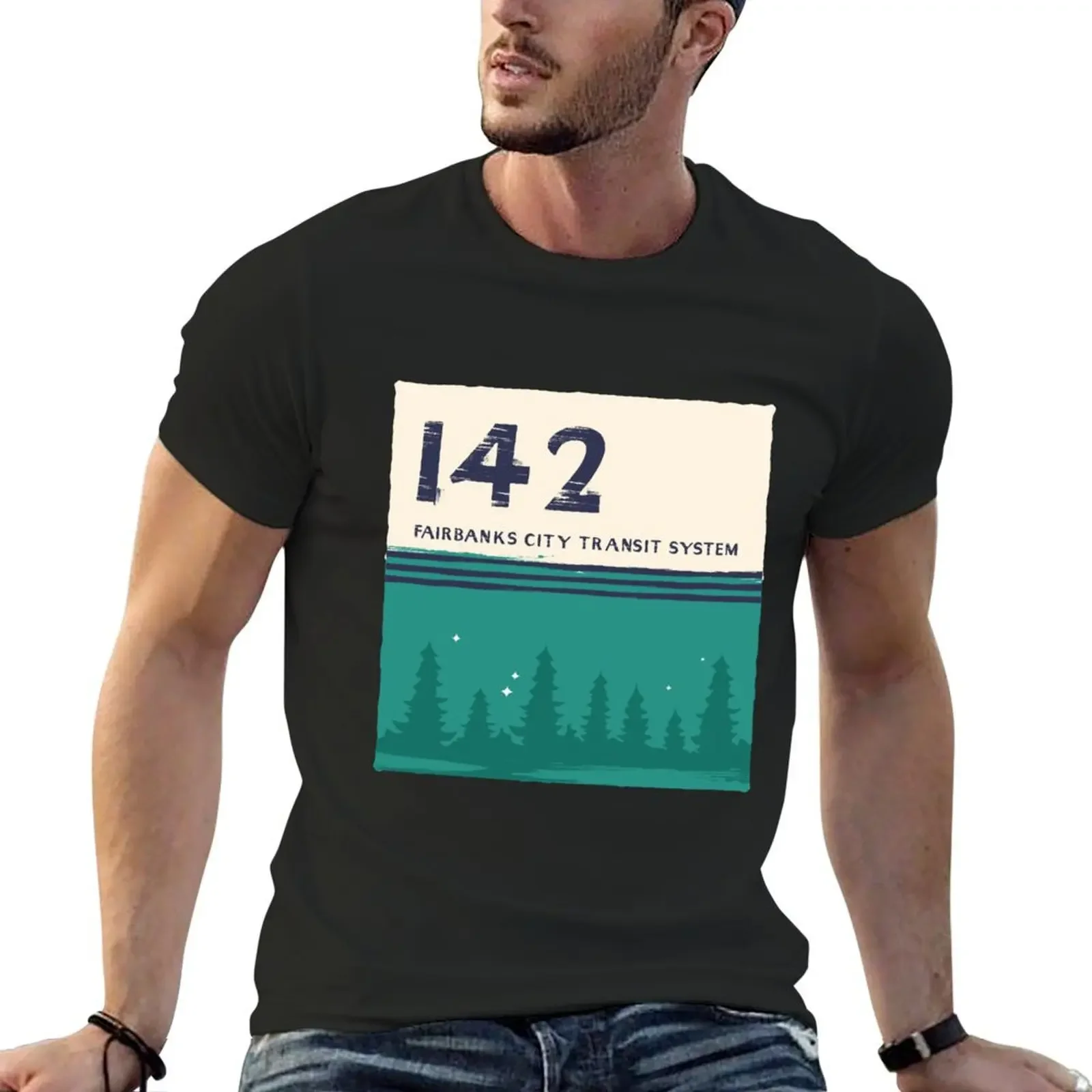 

Fairbanks city transit system Magic Bus 142 Type Design T-Shirt customs boys animal print men t shirts high quality