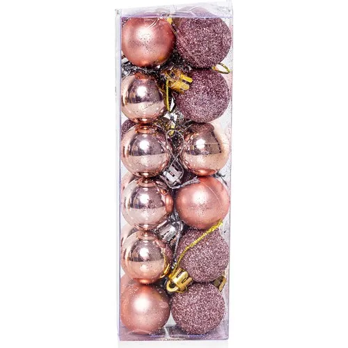 Partijet Christmas Pine Tree Ornament Rose Gold Ball 3 cm 24'lü