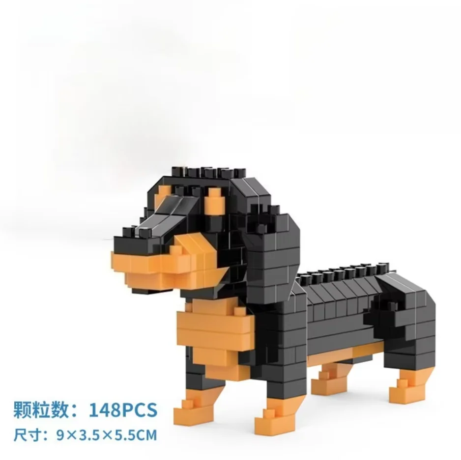 Mini Dachshund Dog Building Blocks Toy for Adults and Kids: Detailed and Lifelike Design, Fun and Educational Construction Set