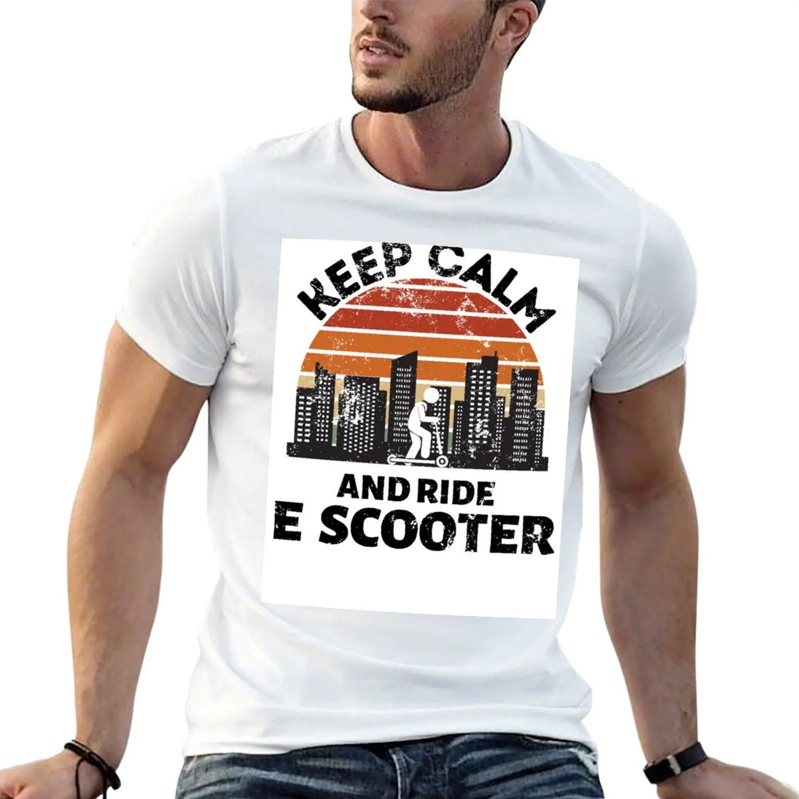 Keep Calm And Ride E Scooter - Electric Kick Scooter T-Shirt Casual Holiday Short Sleeve Tee