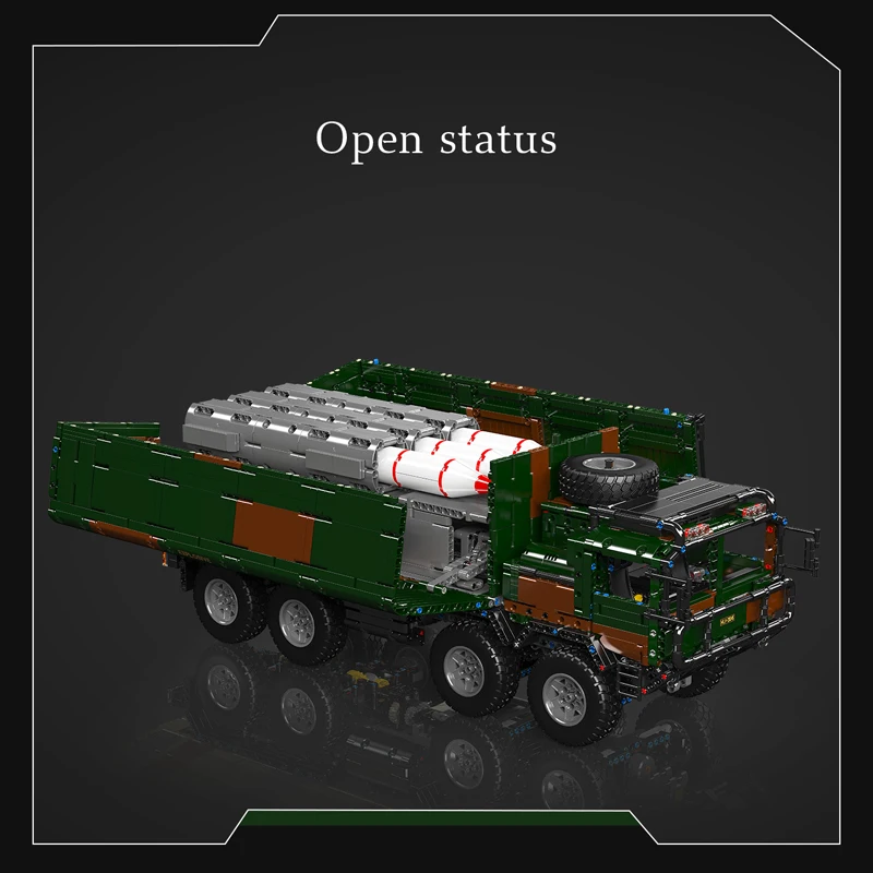 Molde rei 20044/20045 carro técnico brinquedos caixa motorizada-estilo 8x4 míssil veículo construção tijolo conjunto crianças presente de natal