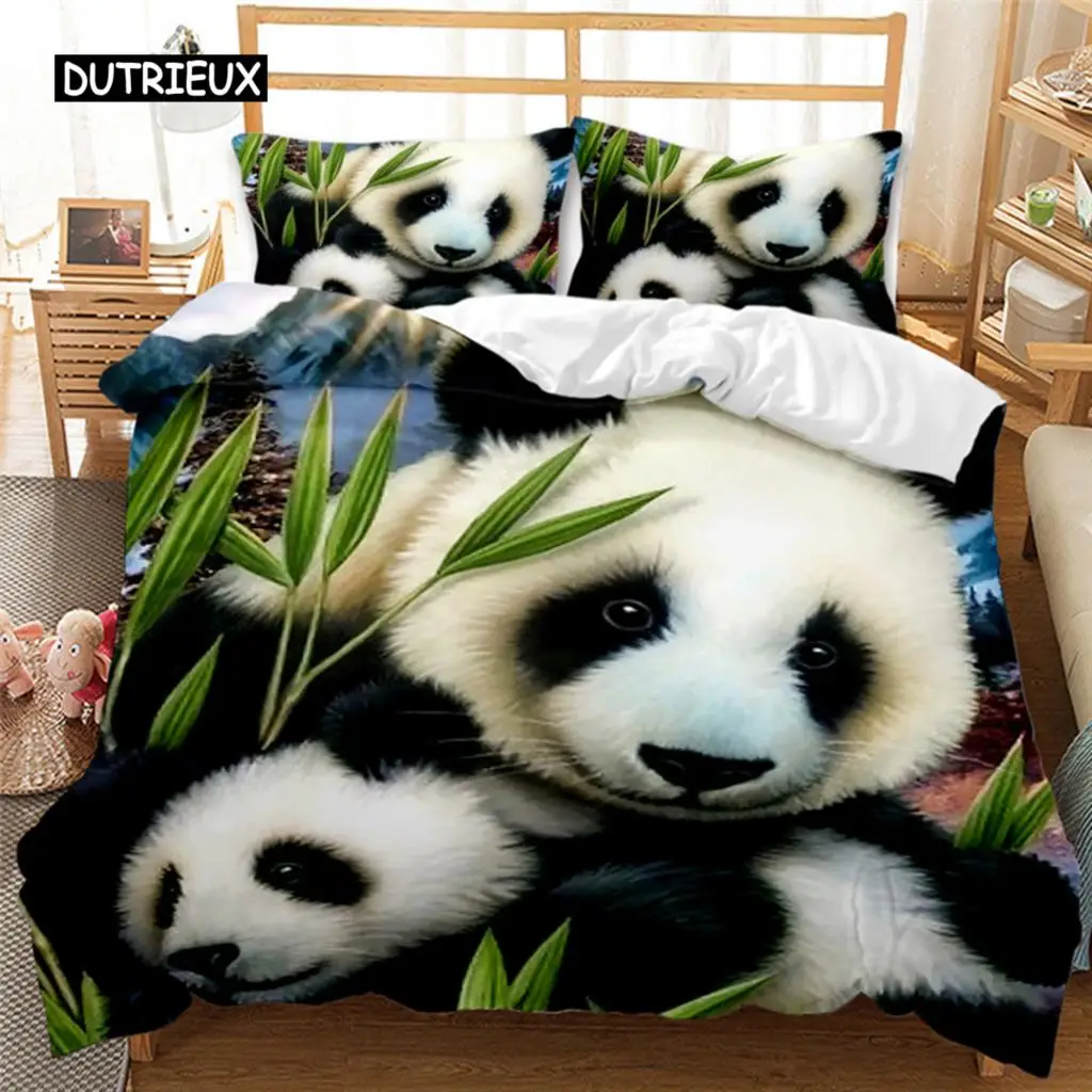 Panda Tiger Bedding Set, 3D Printed Animal Duvet Cover, Twin Full Queen King Double UK Supking Sizes Bed Linen Pillowcase