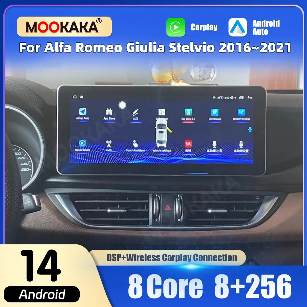 For Alfa Romeo Giulia Stelvio 2016~2021 Car Radio Player Android GPS Navigation Multimedia Player Radio Auto Wireless Carplay