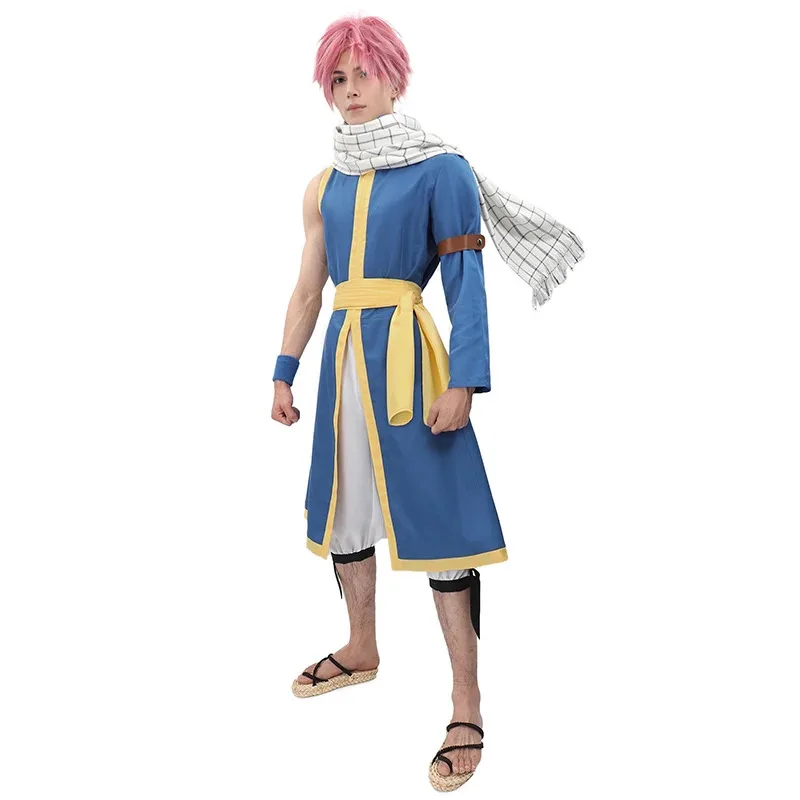 DAZCOS Natsu disfraz de Cosplay para hombre talla estadounidense conjunto completo con bufanda muñeca Halloween