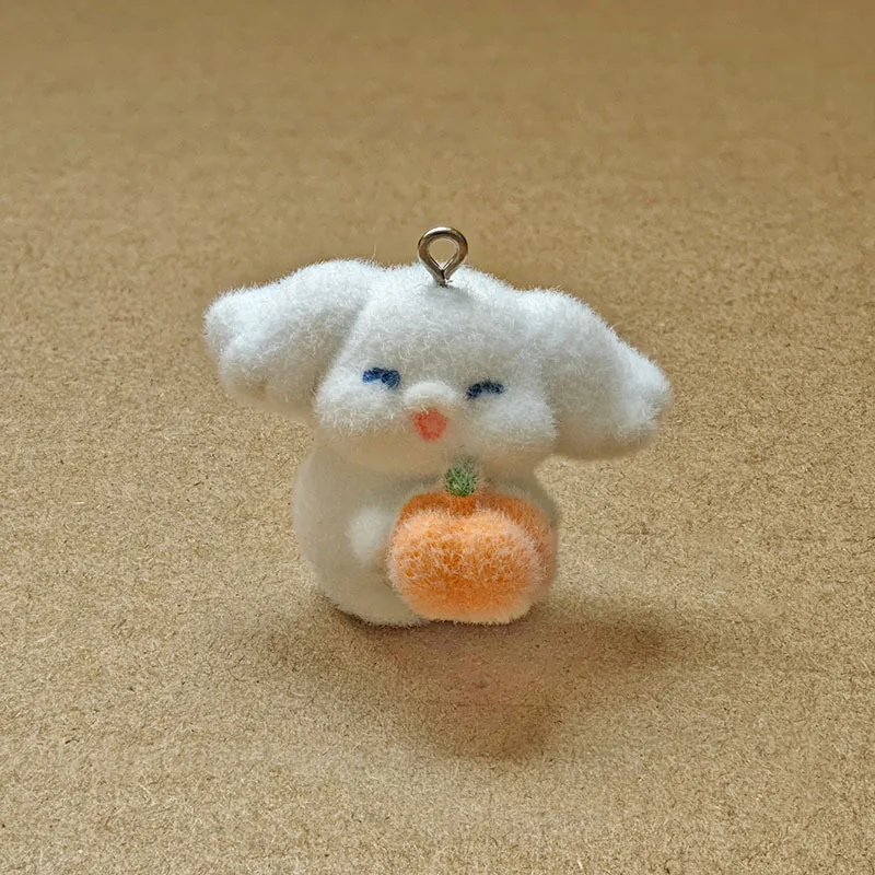 20PCS 3D Flocking Puppy and Pumpkin Charms Plush Dolls Pendants  for Necklace Jewelry Making DIY Handmade Accessories Wholesale